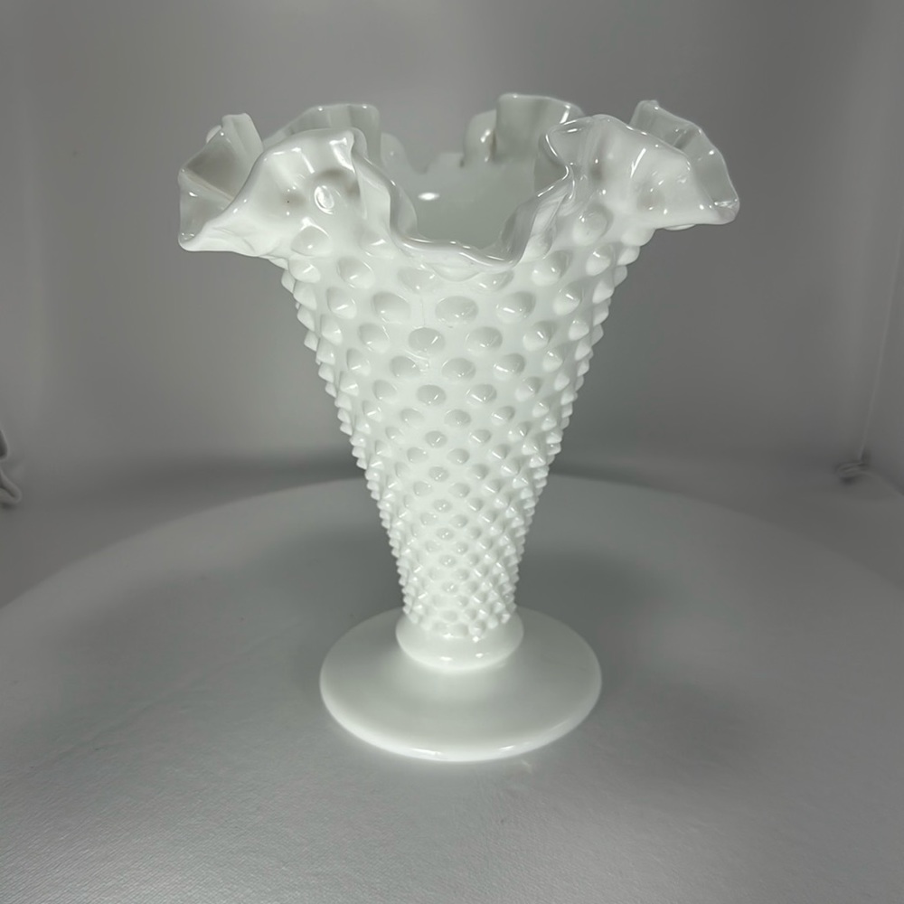 Vintage Milk Glass Hobnail Vase